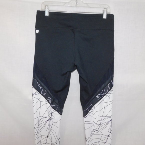 Fabletics Womens L Black White Brogan Mesh Full Length Leggings Workout Athletic - Picture 11 of 12